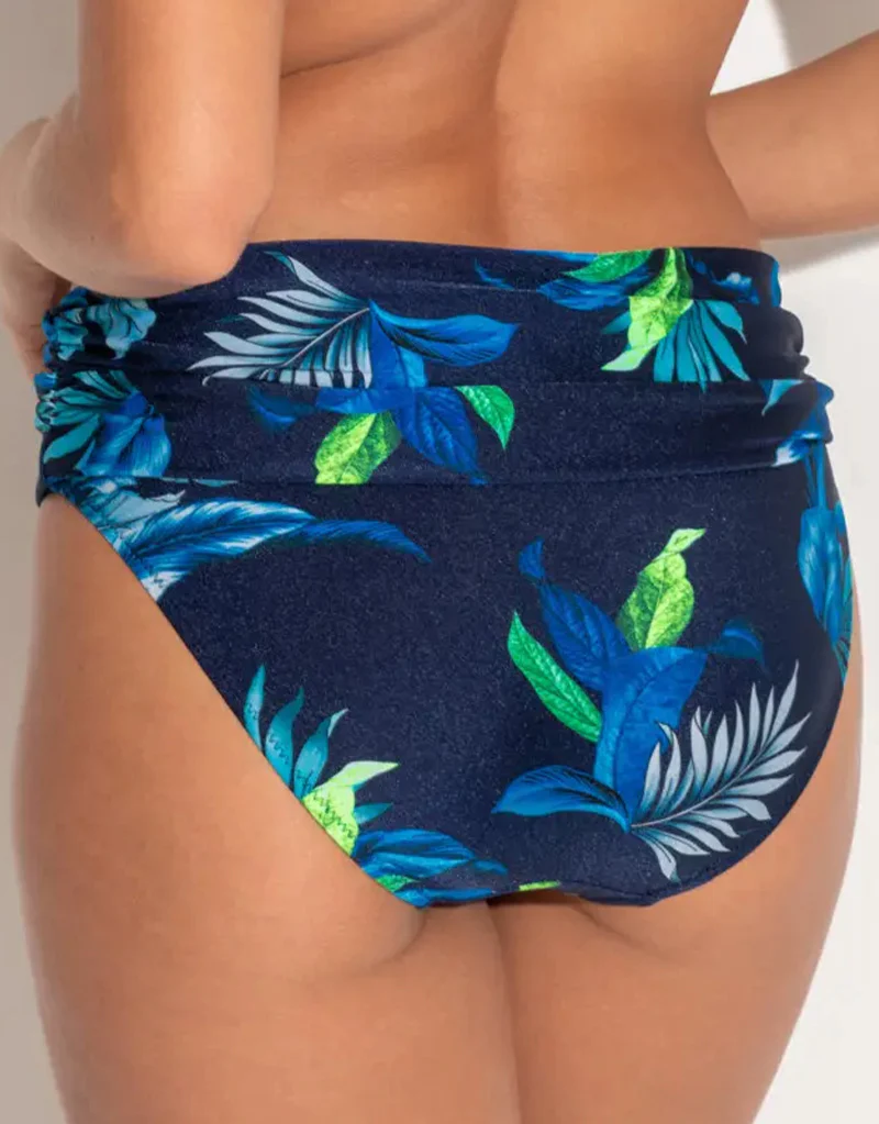 Pour Moi Palermo Fold Over Bikini Brief Navy Tropical - Image 2