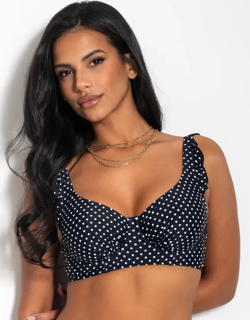 Pour Moi Sicily Longline Balcony Bikini Top Black/White - Image 3