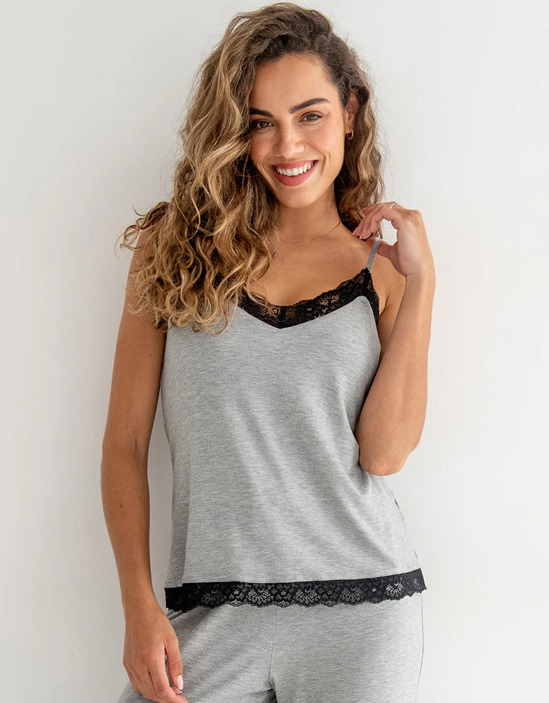 Pour Moi Sofa Loves Lace Secret Support Cami Grey Marl/Black - Image 6