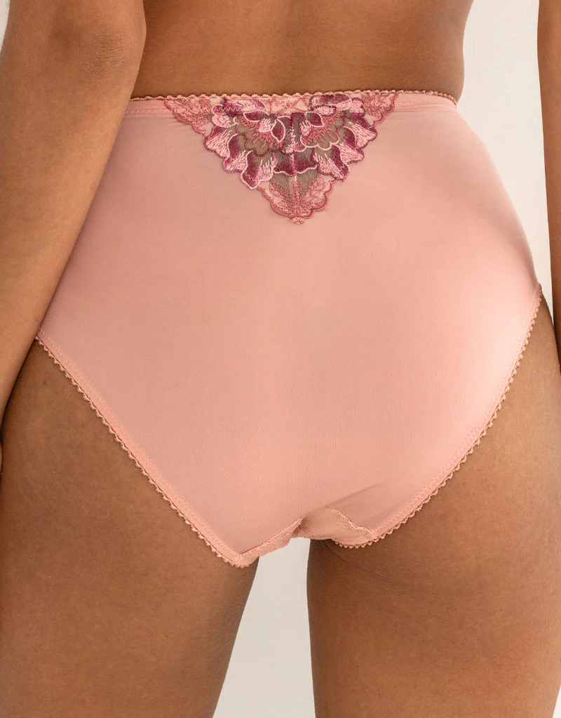 Pour Moi Sofia Lace Embroidered Deep Brief Soft Pink/Mulberry - Image 2