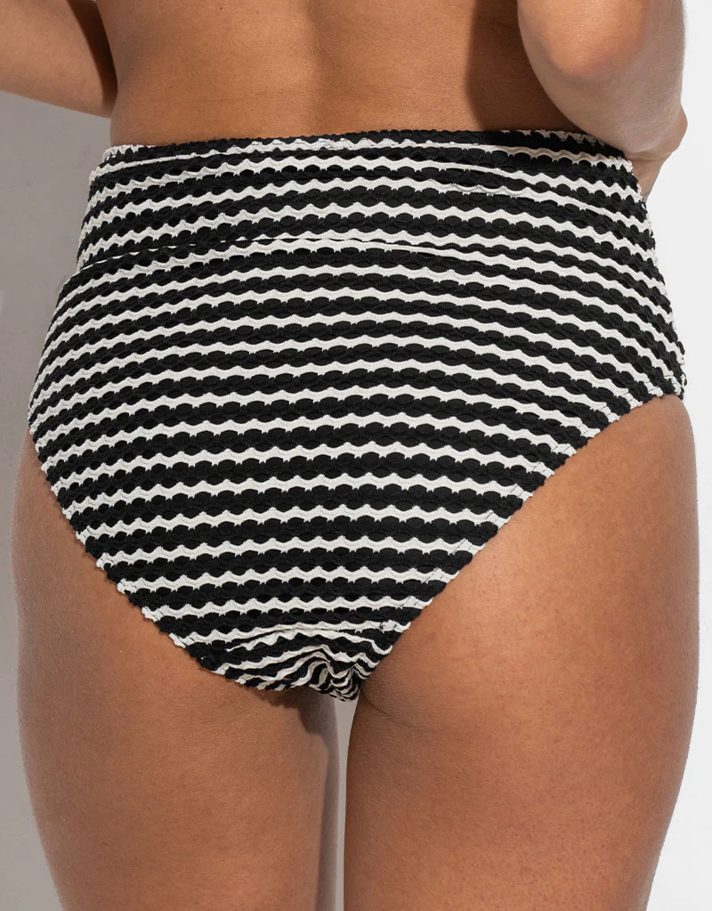 Pour Moi Sun City Crochet High Waist Bikini Brief Black/White Stripe - Image 2