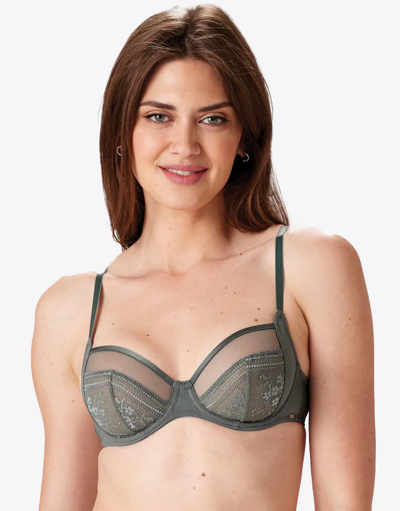 Pretty Polly Botanical Lace Balcony Bra Sage - Image 3