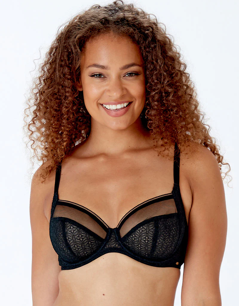 Pretty Polly Delicate Lace Balcony Bra Black - Image 3