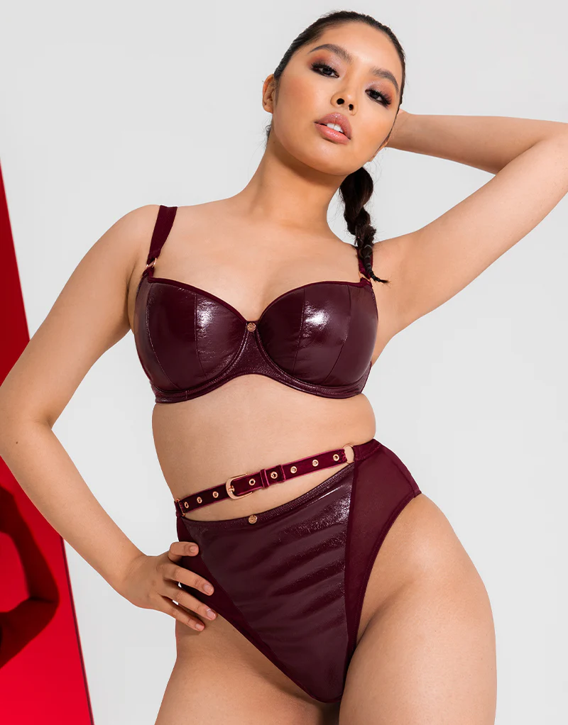 Scantilly Buckle Up Padded Half Cup Bra Oxblood - Image 7