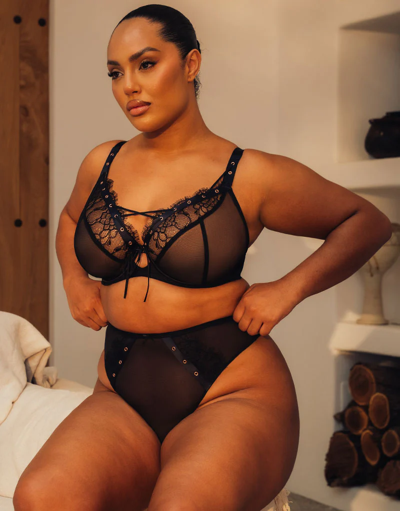 Scantilly Laced Up Plunge Bra Black - Image 2