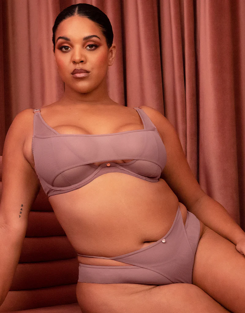 Scantilly Peep Show Deep Plunge Bra Dusty Rose - Image 2