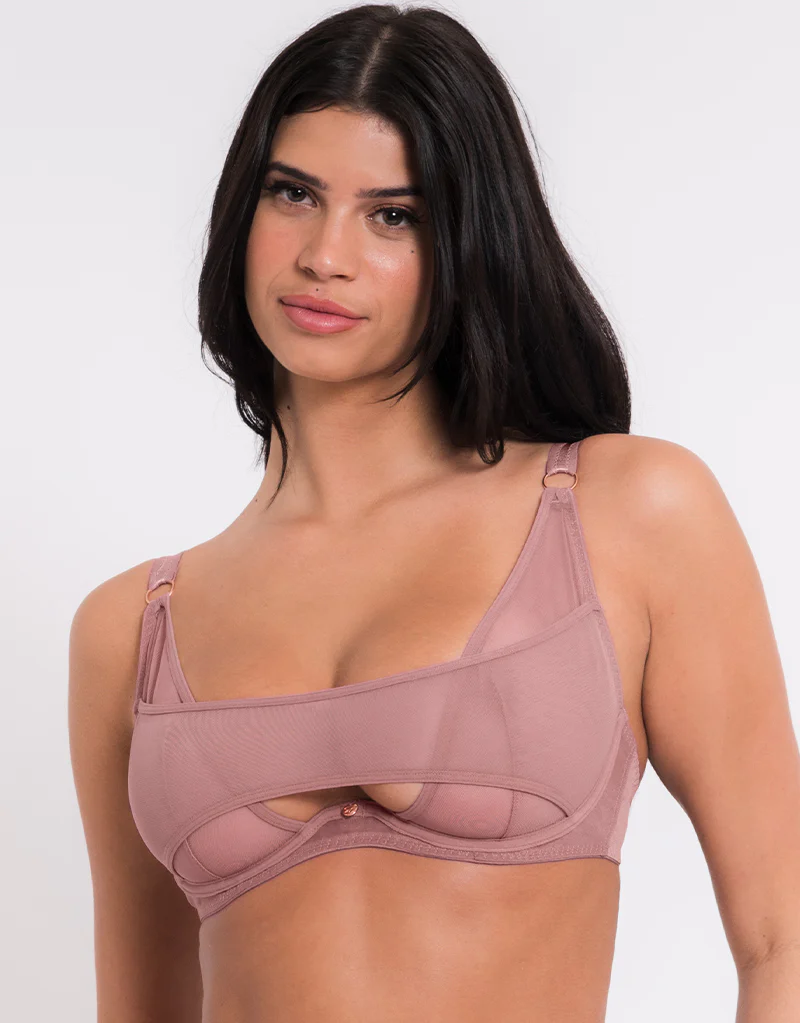 Scantilly Peep Show Deep Plunge Bra Dusty Rose - Image 3