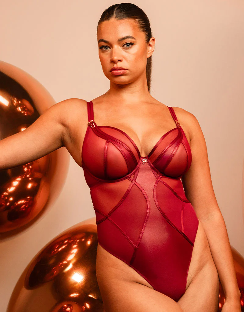 Scantilly Suspense Plunge Bodysuit Sangria - Image 2