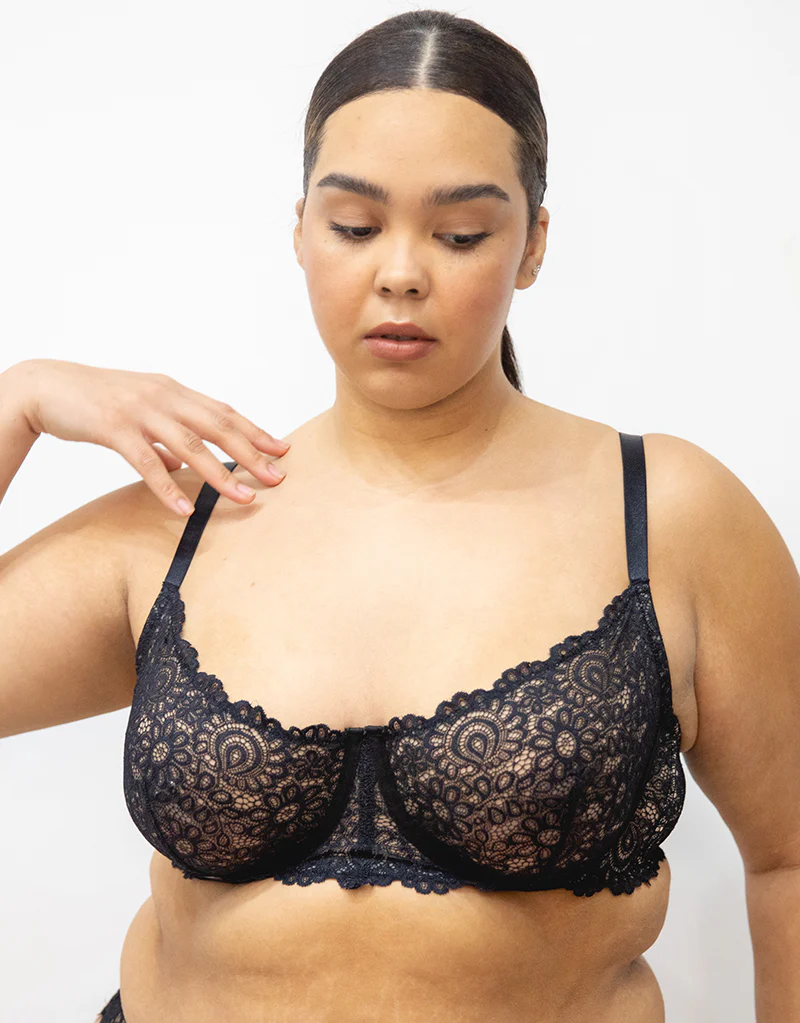 We Are We Wear Victoria Heroic Lace Balconette Bra Black - Image 3