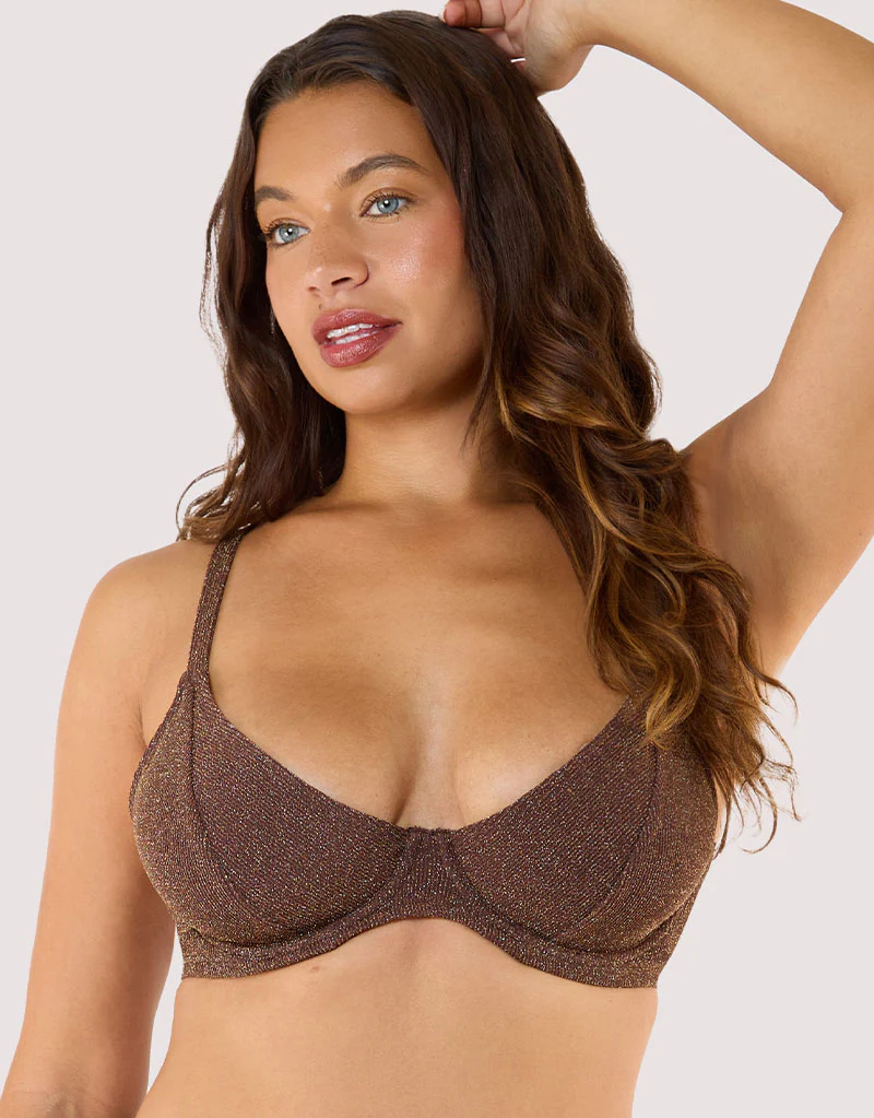 Wolf & Whistle Amber Plunge Bikini Top Bronze - Image 3